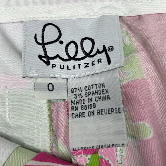 Vintage Lilly Pulitzer Golf Pants Size 0 Pink Green Retro White Label Patchwork - Picture 6 of 14